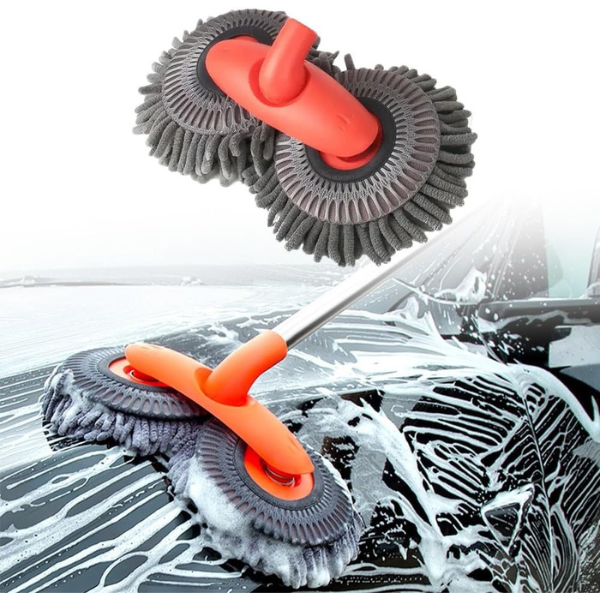 TropUtile™ - Balai de Lavage Voiture 360° Double Tête Microfibre