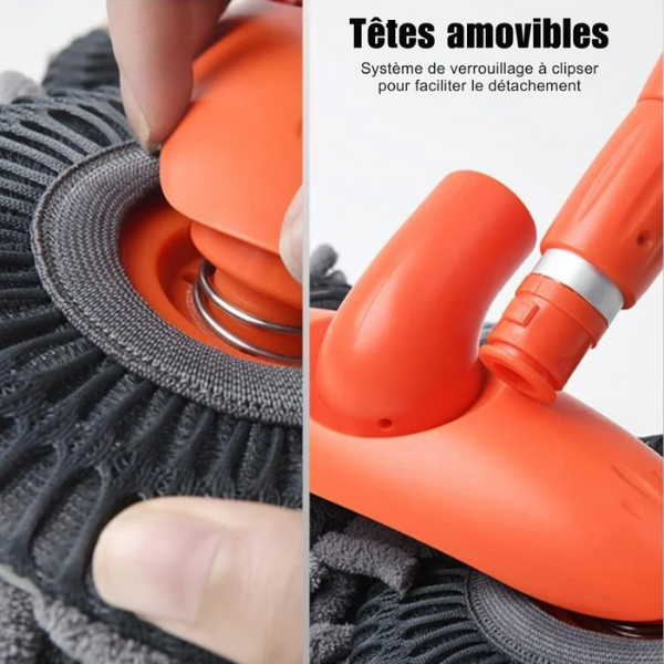 TropUtile™ - Balai de Lavage Voiture 360° Double Tête Microfibre